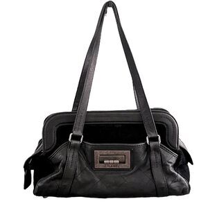 CHANEL Reissue Bowler Bag Black Caviar Leather Chenille Silver Hardware Large